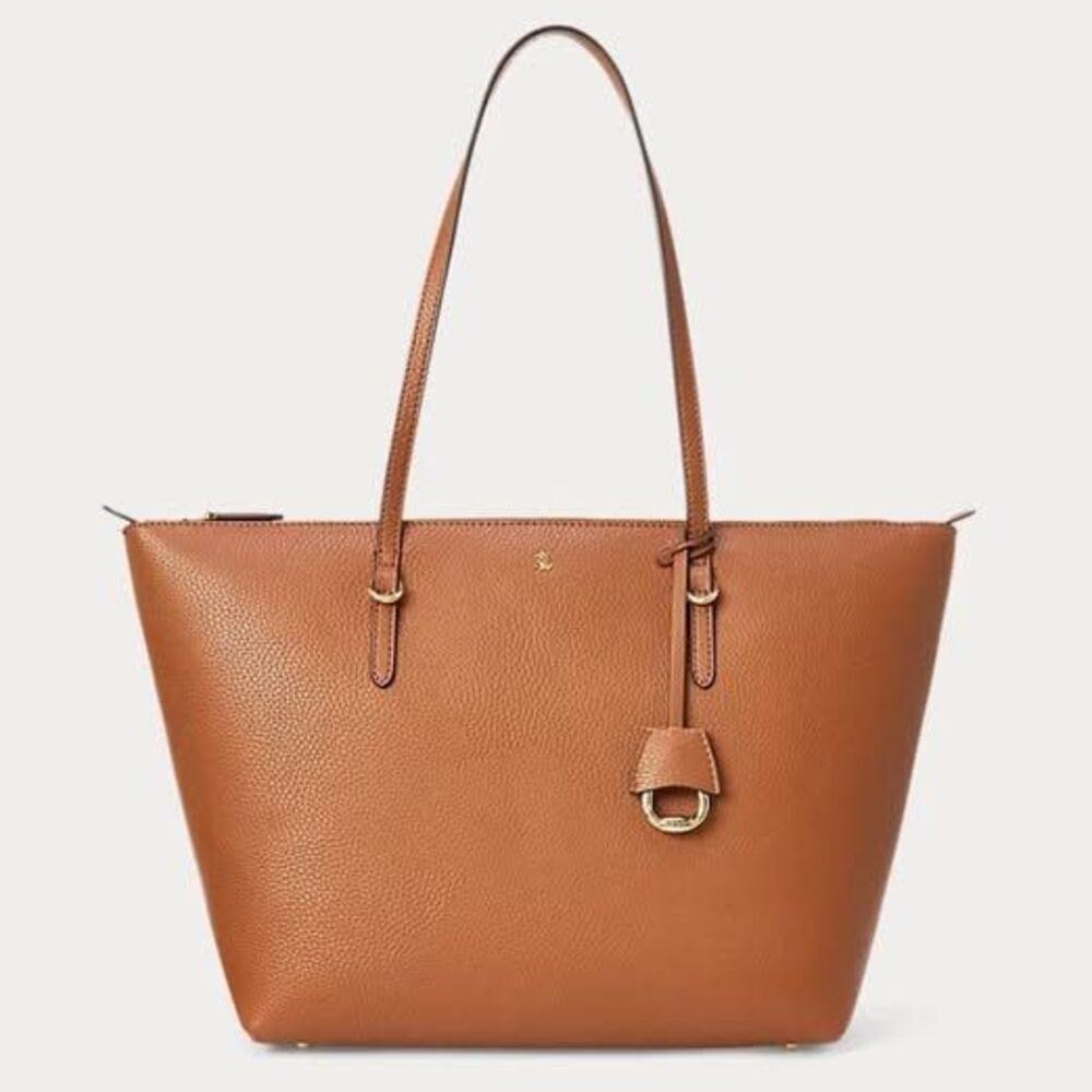 Lauren Ralph Lauren Faux-Leather Large Keaton Tote Red Color